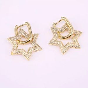 New 18k gold plated star hoop earrings